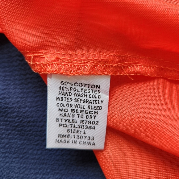 Umgee The Virginia Shift Dress Pleated Sleeveless Orange Navy Blue New Large - Picture 12 of 15